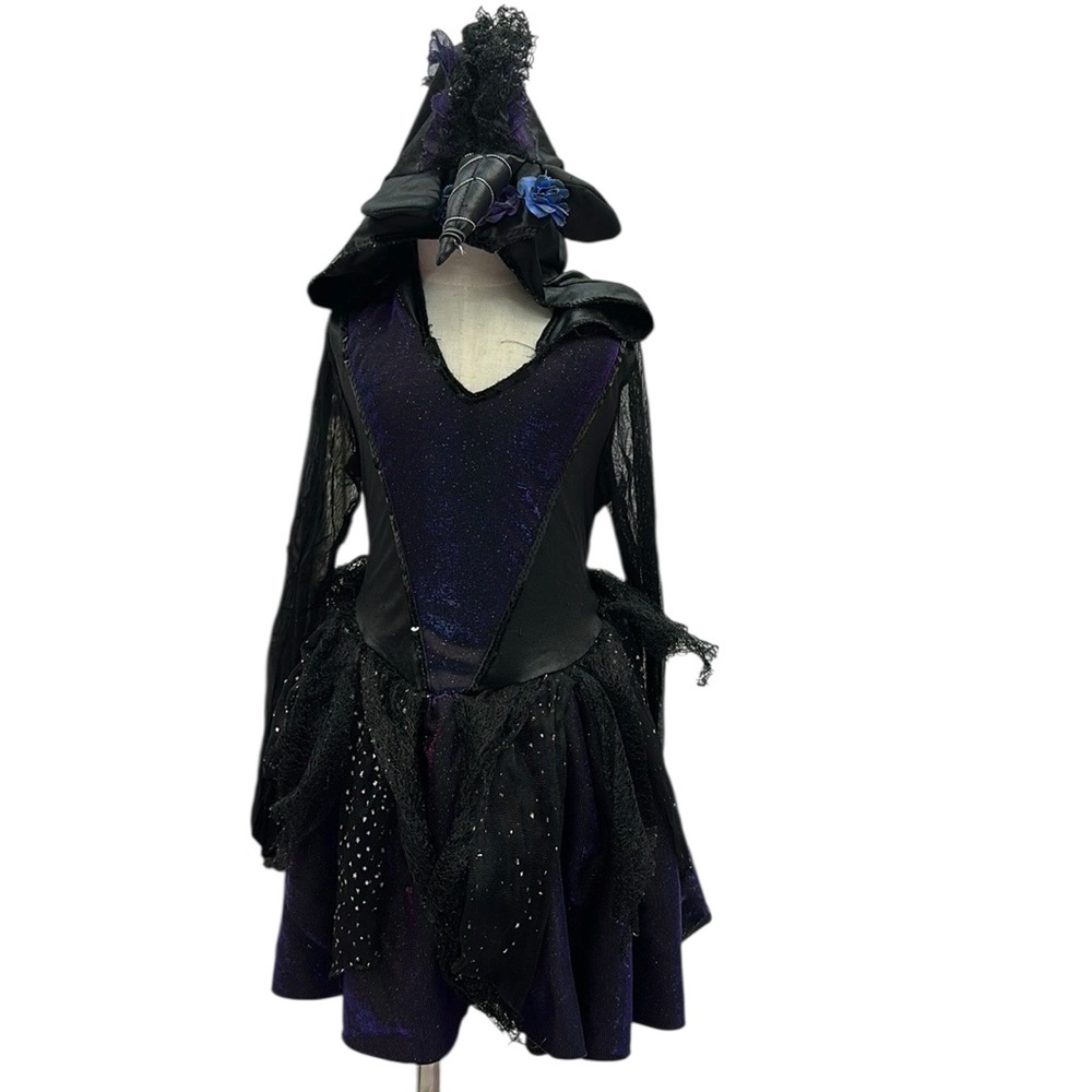 Halloween Midnight Unicorn Long Sleeve Hooded Dress Costume Girls Small 4 6